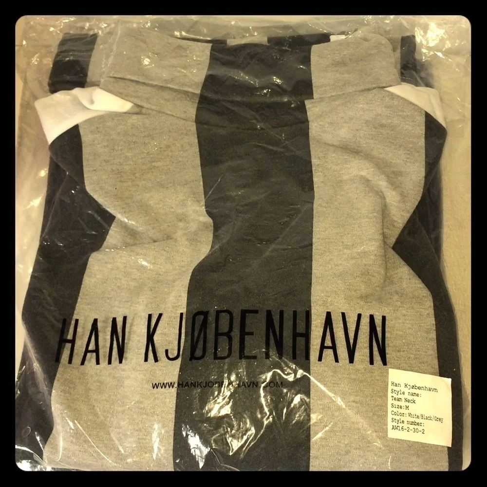 Han Kjobenhavn team neck stripe shirt size small